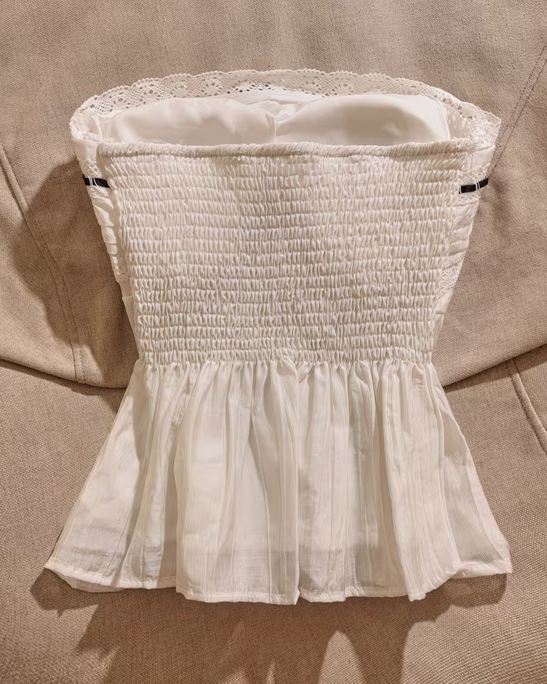 White Strapless Lace Ribbon Bow Top – Littlebox India