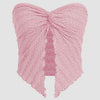 Strapless Tube Asymmetrical Off Shoulder Y2k Going Out Tank Top In Baby Pink Front View For Women | Littlebox India