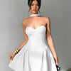 Strapless Tube Mini Dress in White Front View for Women | Littlebox India