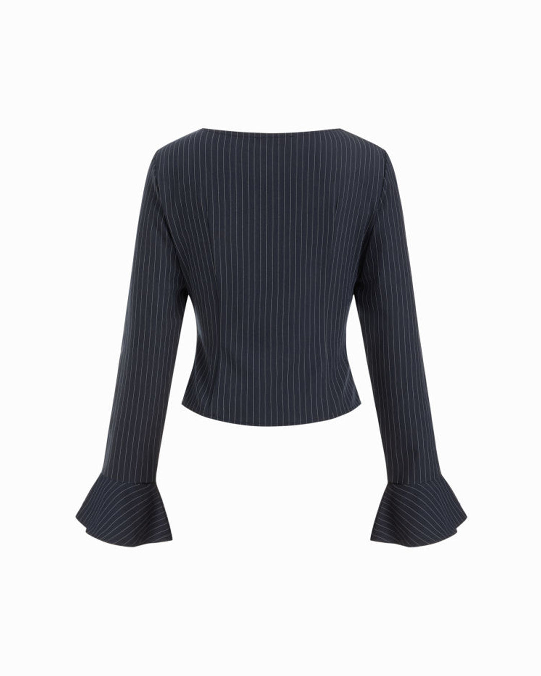 Navy Blue Asymmetrical Ruffle Sleeve Top - Littlebox India