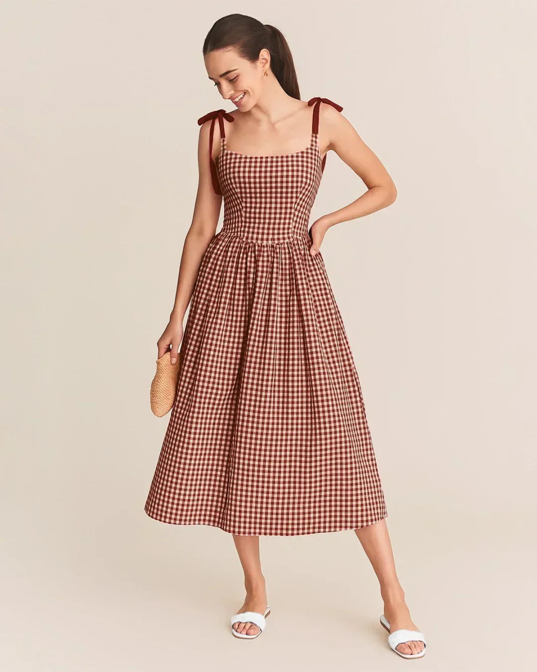 Red Shoulder Tie Cami Dress - Littlebox India Red Shoulder Tie Cami Dress - Littlebox India