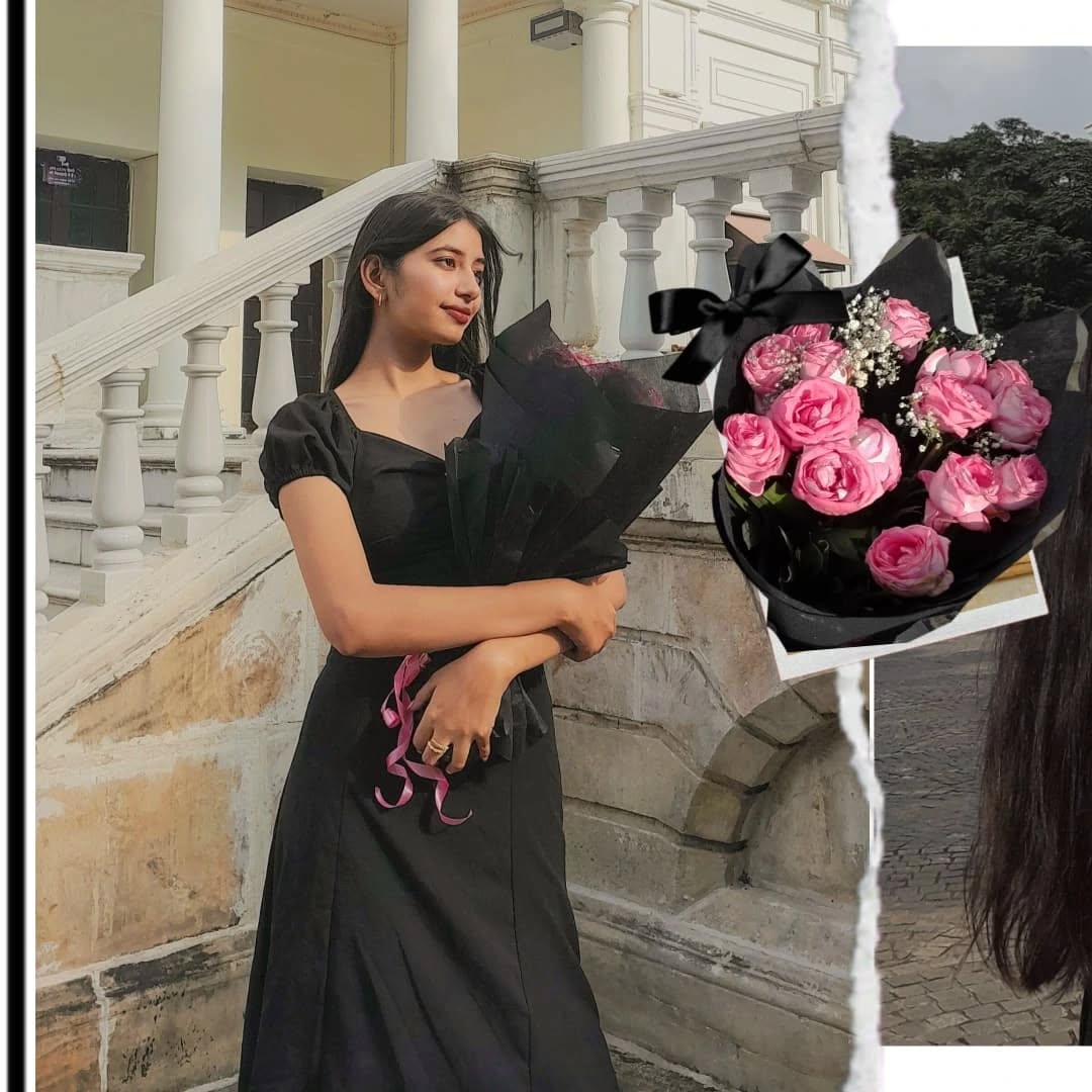 Customer photo 2 of Summer Elegant Solid Color Puff Sleeve Cinch Waist Black Dress