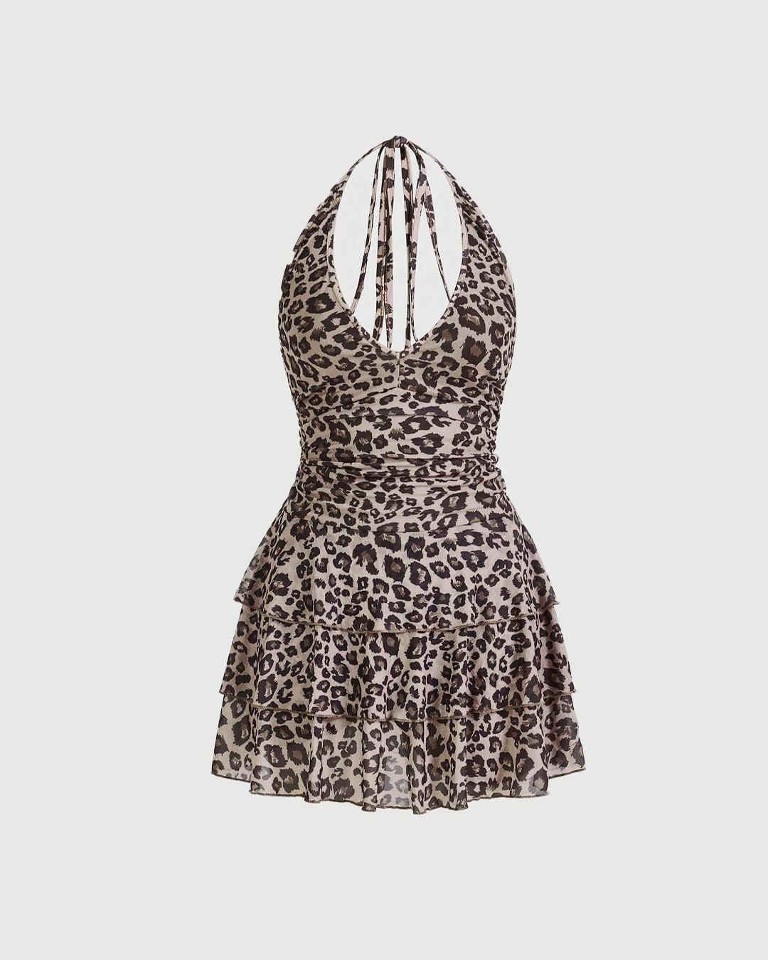 Ultra Short Sexy Leopard Print Halter Dress Littlebox India