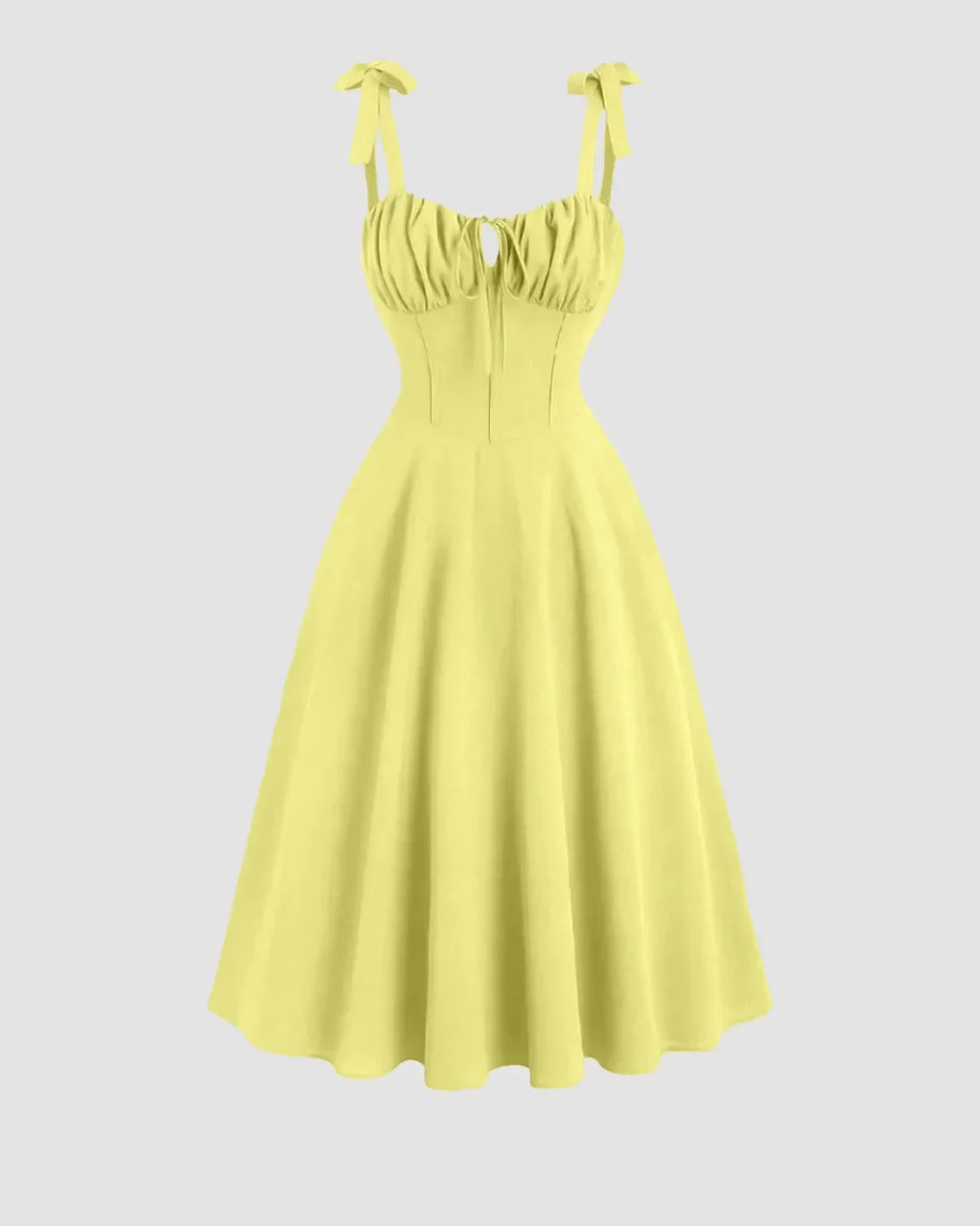 Midi Dress with Shoulder Ties in Yellow Littlebox India