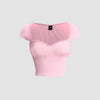 Sweetheart Neck Sheer Cap Sleeve Top in Baby Pink Front View for Women | Littlebox India