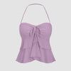 Sweetheart Neck Tiered Halter Top in Lilac Front View For Women | Littlebox India