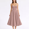 Sweetheart Neck Tulle Midi Dress in Pink Front View for Women | Littlebox India