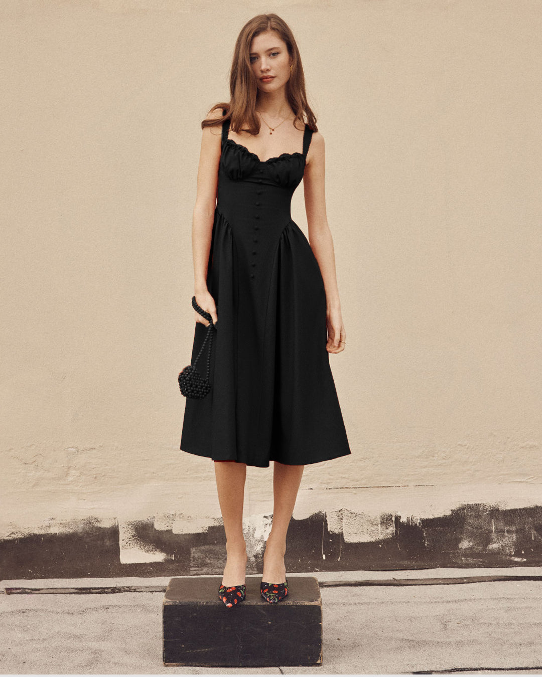 Black Lace-Up Corset Dress