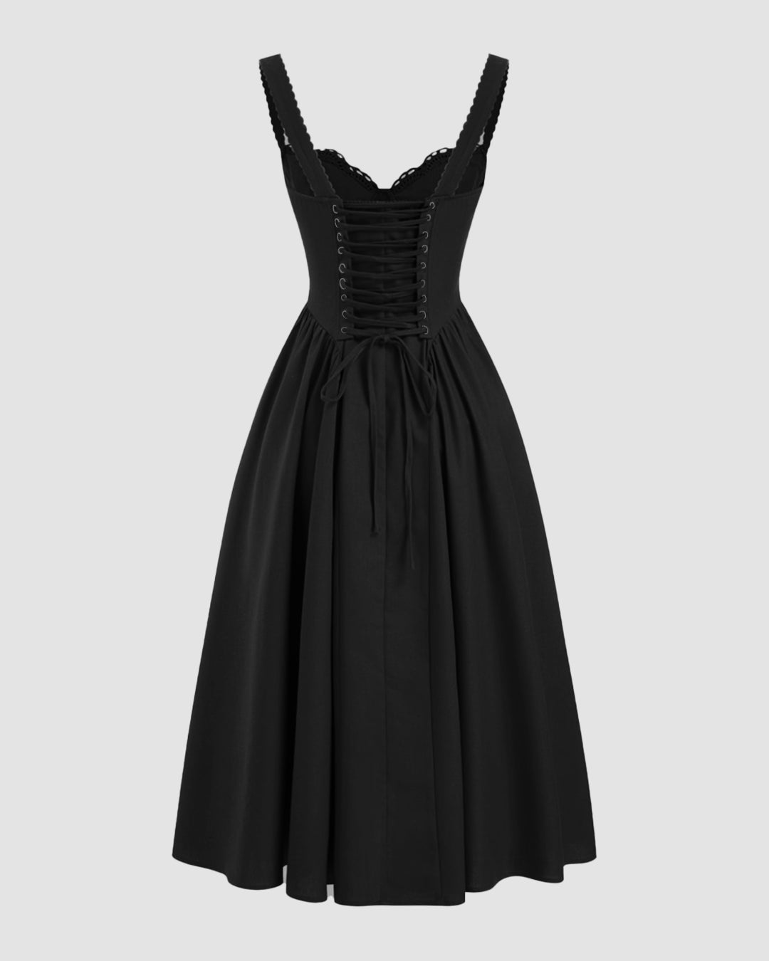Black Lace-Up Corset Dress