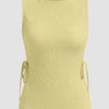 Boat Neck Texture Knotted Split Tank Top in French Vanilla