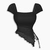 Tie Front Asymmetrical Hem Sleeveless Top in Black