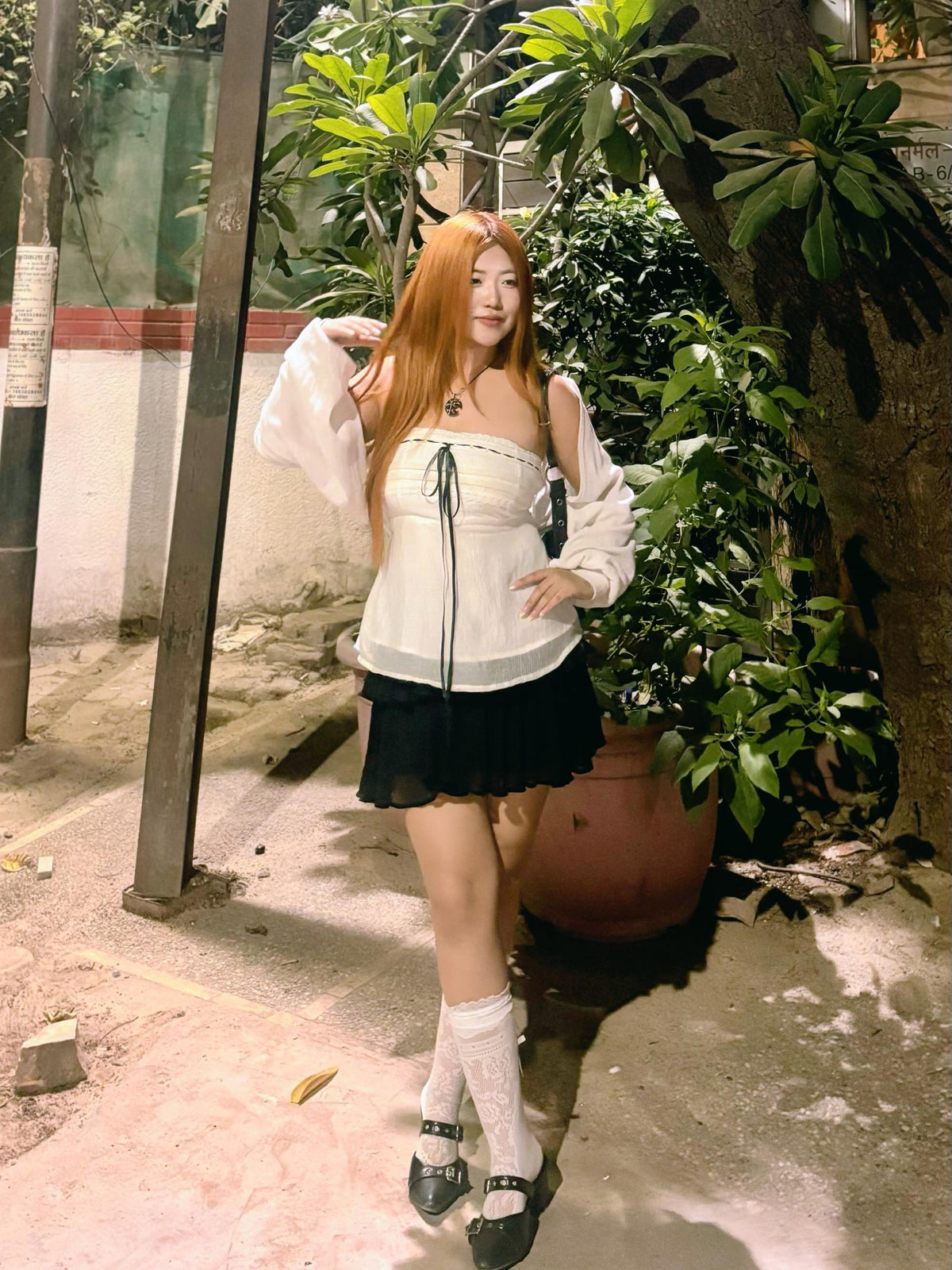 Customer photo 3 of Strapless Lace Ribbon Bow Top in White