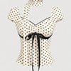 Polka Dot Bow Tie Top With Scarf