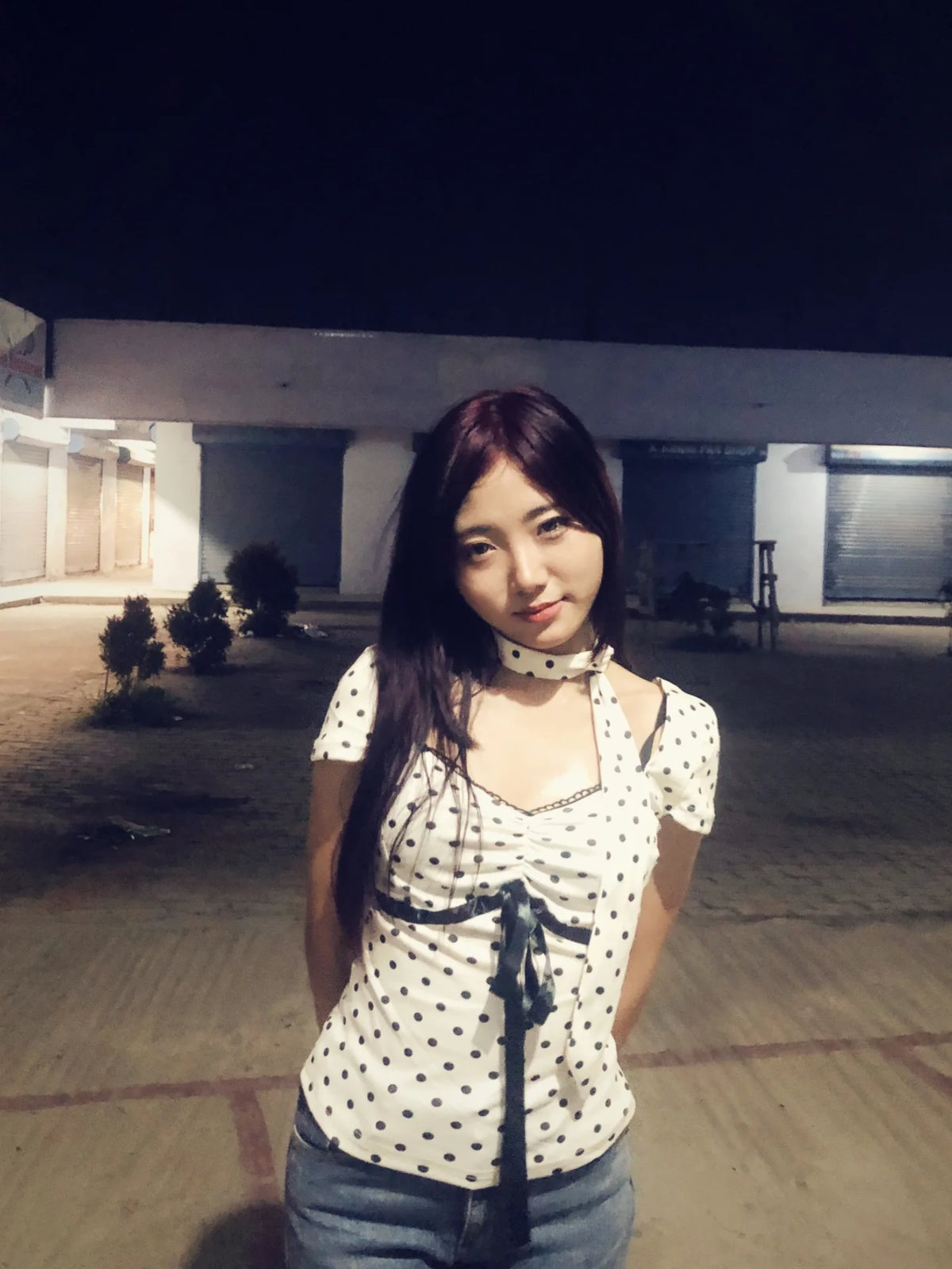 Customer photo 2 of Polka Dot Bow Tie Top With Scarf