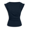 Cap Sleeve Fitted Peplum Top in Navy Blue