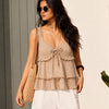 Spaghetti Strap Ruffle Hem Lace Camisole Top