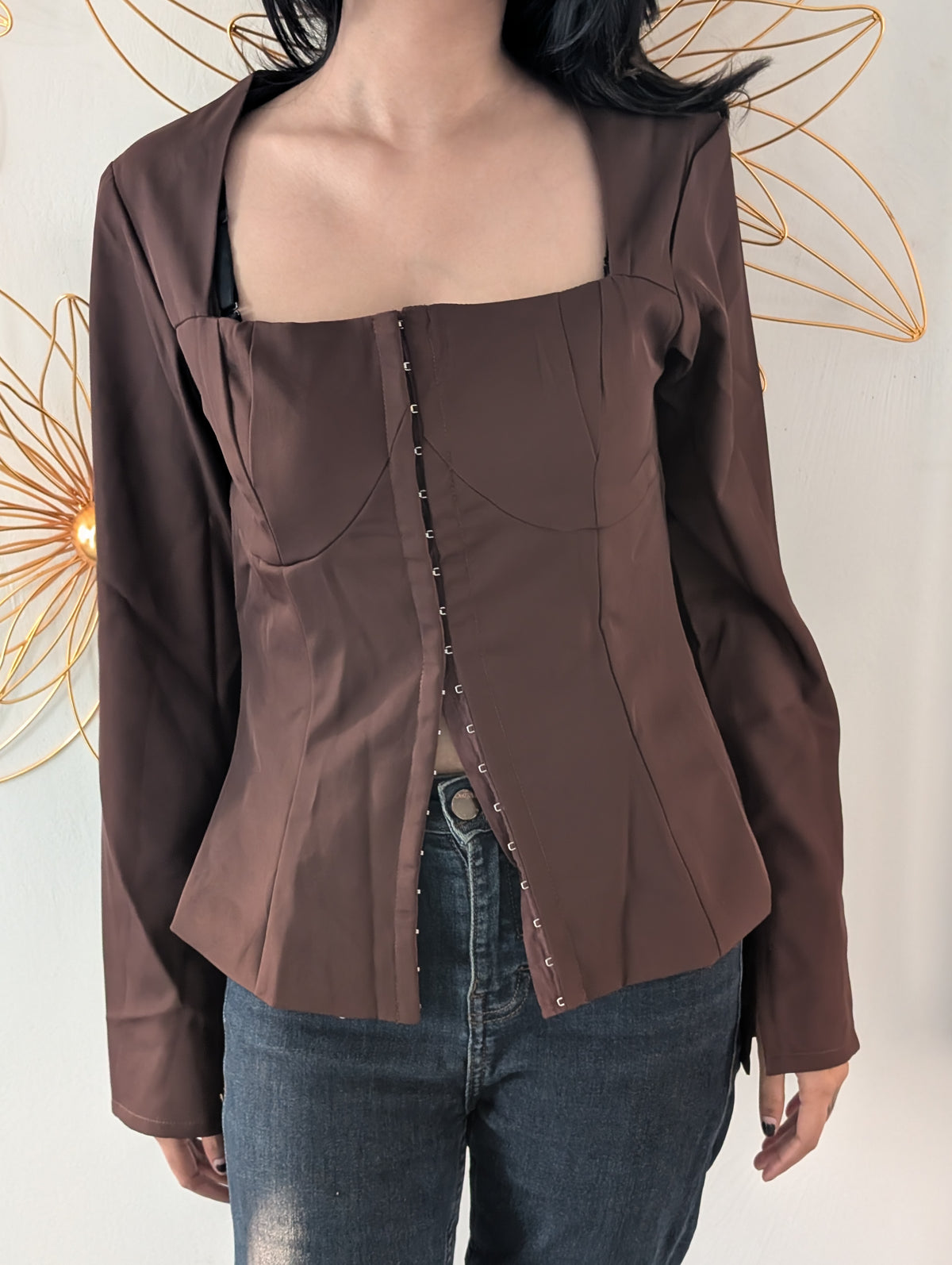 Customer photo 1 of Ribbed apricot frill top