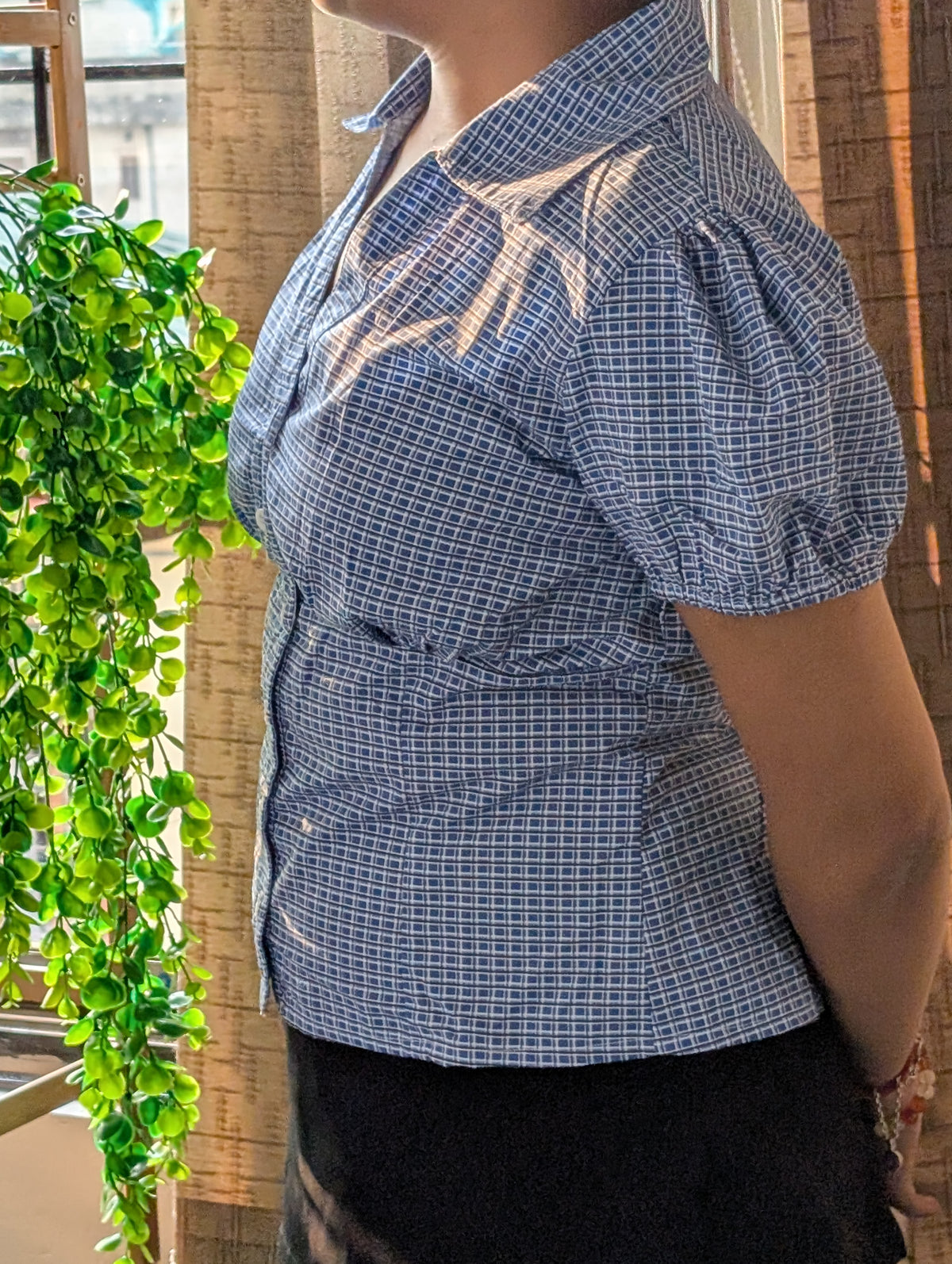 Customer photo 10 of Checked Collared Button Short Sleeve Top
