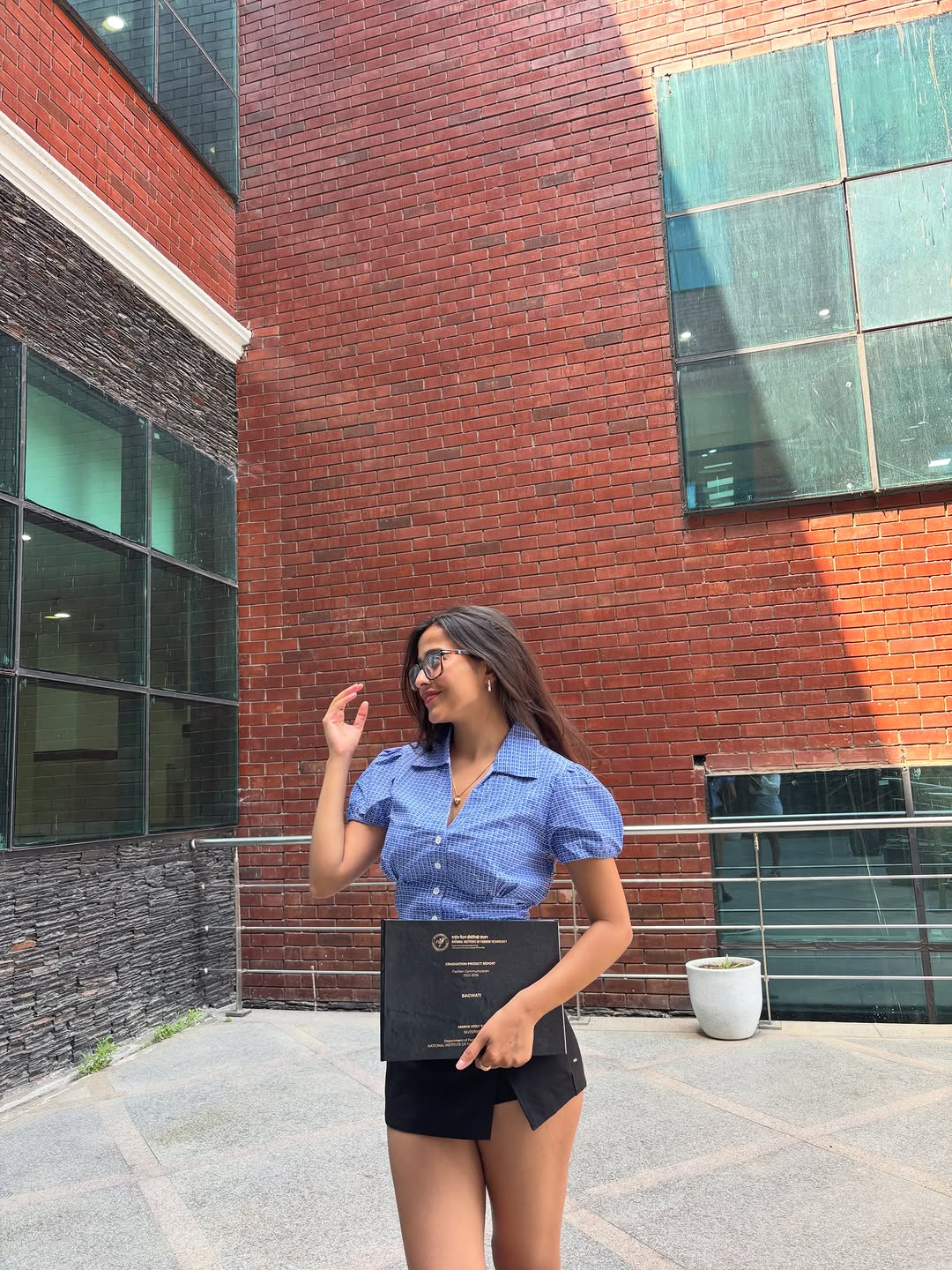 Customer photo 1 of Checked Collared Button Short Sleeve Top