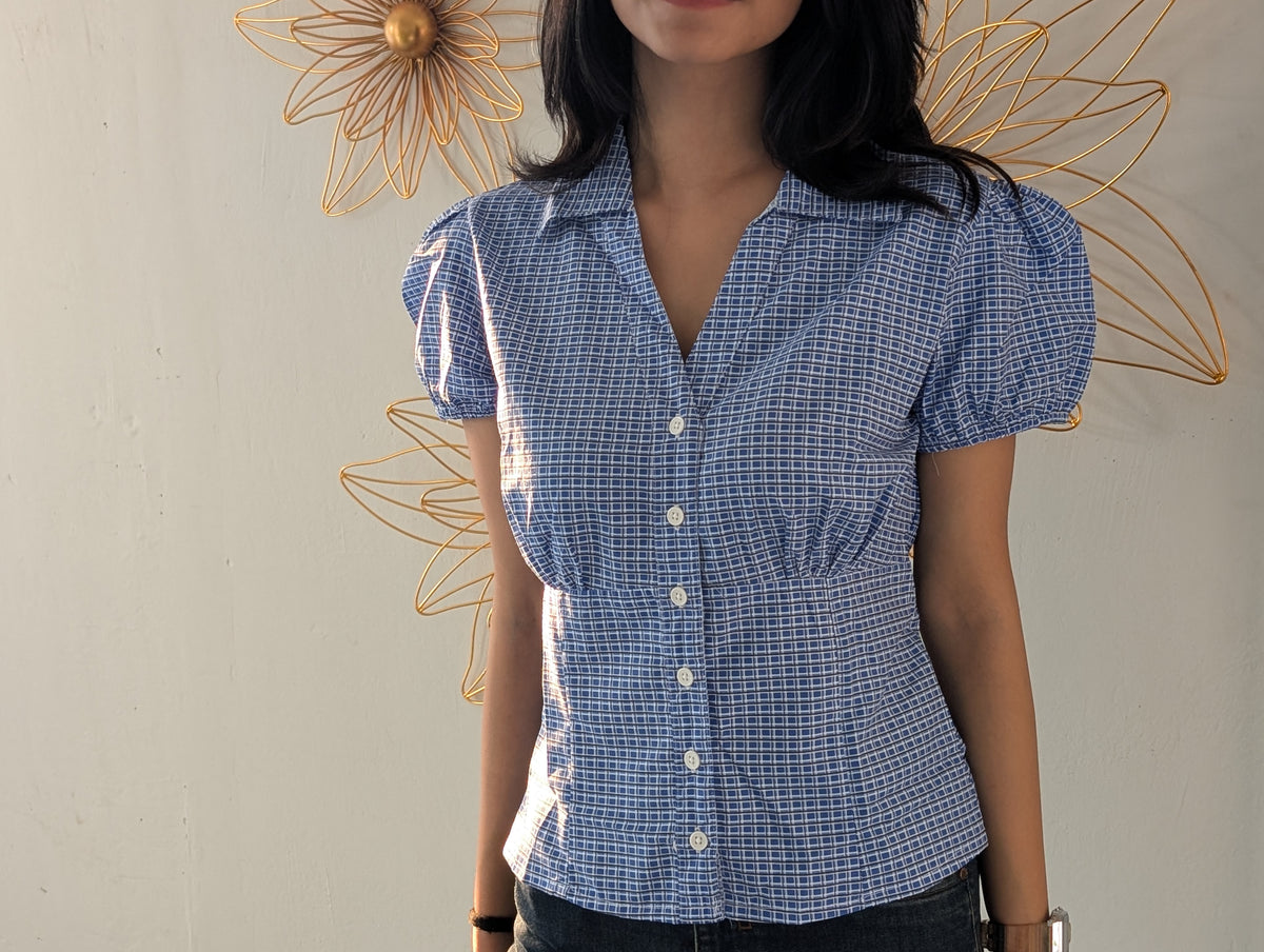 Customer photo 13 of Checked Collared Button Short Sleeve Top