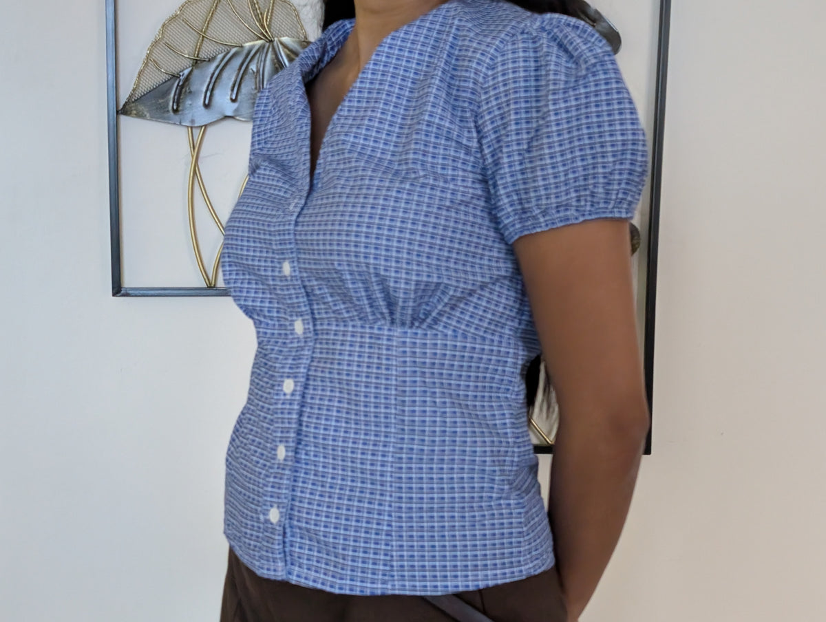 Customer photo 21 of Checked Collared Button Short Sleeve Top