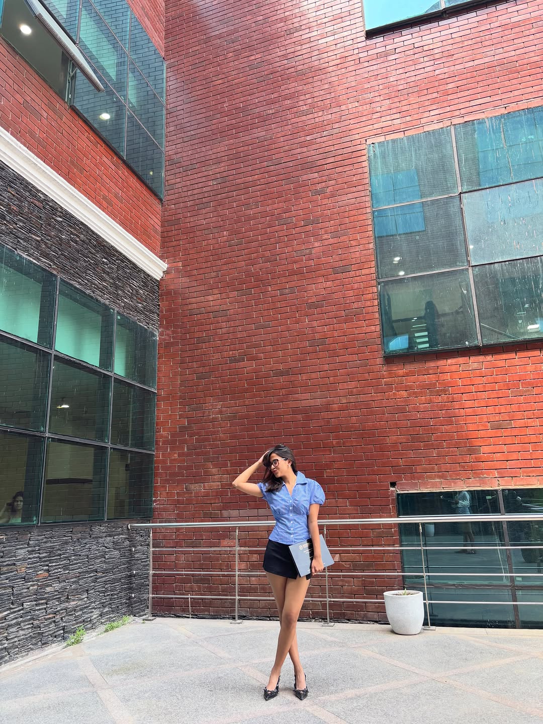 Customer photo 3 of Checked Collared Button Short Sleeve Top