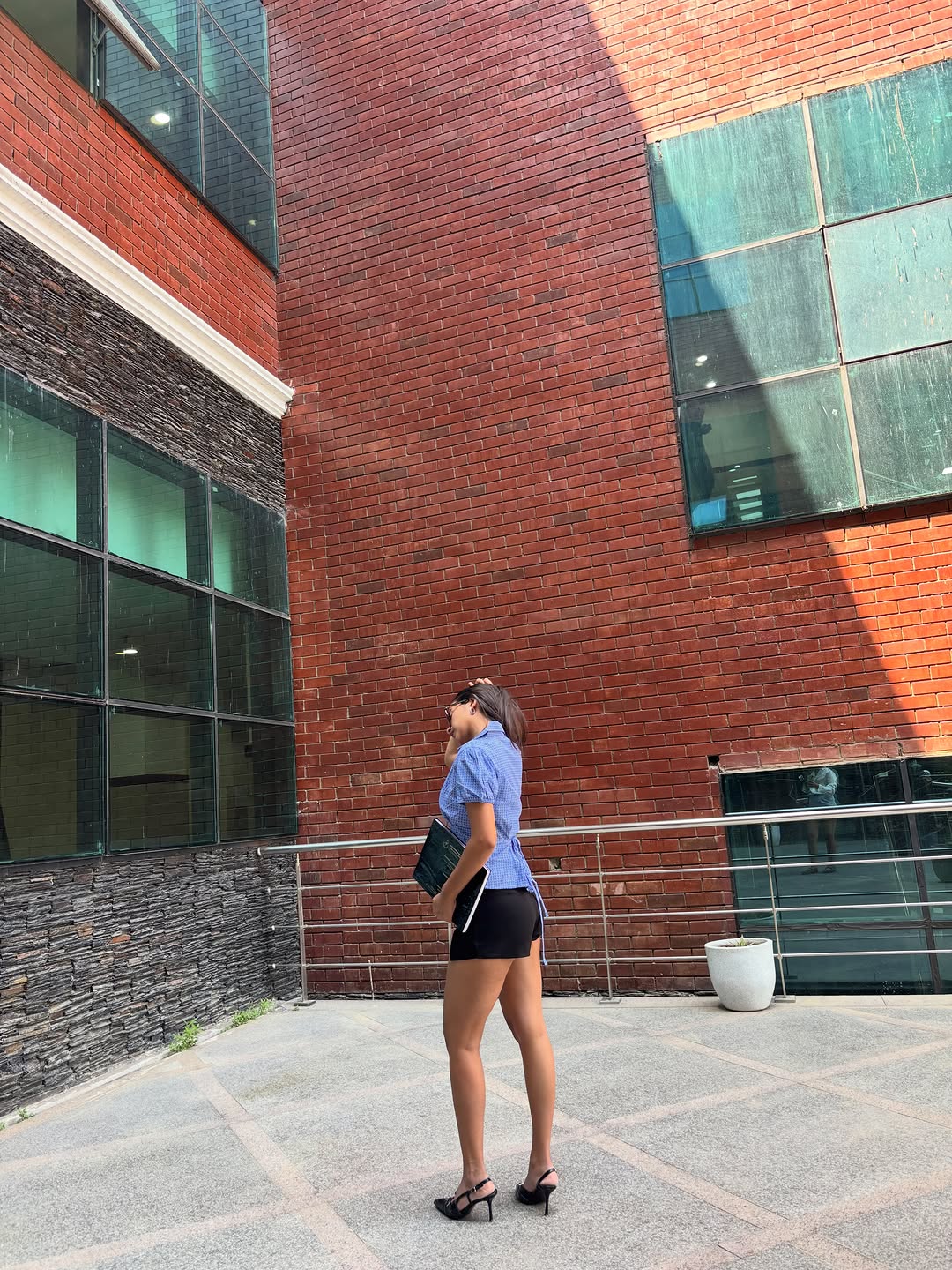 Customer photo 2 of Checked Collared Button Short Sleeve Top