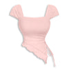 Tie Front Asymmetrical Hem Sleeveless Top in Light Pink