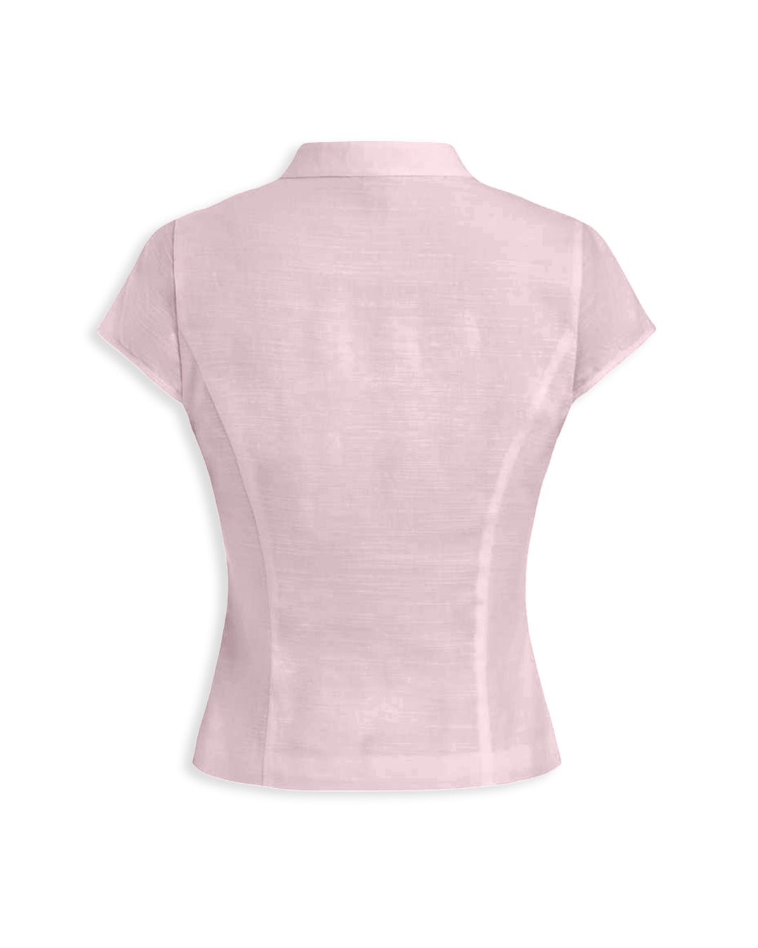 Casual Tie Neck Short Sleeve Fitted Top in Baby Pink- Littlebox India