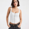 Structured Lace Trim Corset Top in Off White