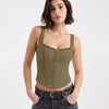 Structured Lace Trim Corset Top In Brown