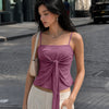 Front Knot Square Neck Cami Top in Amaranth Purple