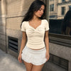 Twist Front Ribbed Top in Nude Beige
