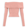 Off Shoulder Ruched Long Sleeve Fitted Top in Dusty Pink
