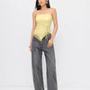 Ruched Lace Handkerchief Tube Top in Vanilla