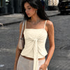Front Knot Square Neck Cami Top in Cream