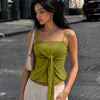 Front Knot Square Neck Cami Top in Olive Green