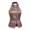 Halter Neck Collared Button Front Fitted Top in Lilac