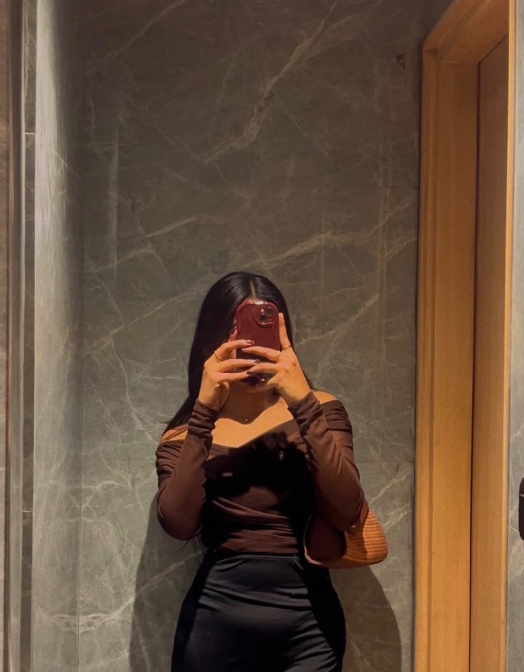 Customer photo 2 of Sheer Mesh Long Sleeve Ruched Wrap Top In Coco Brown
