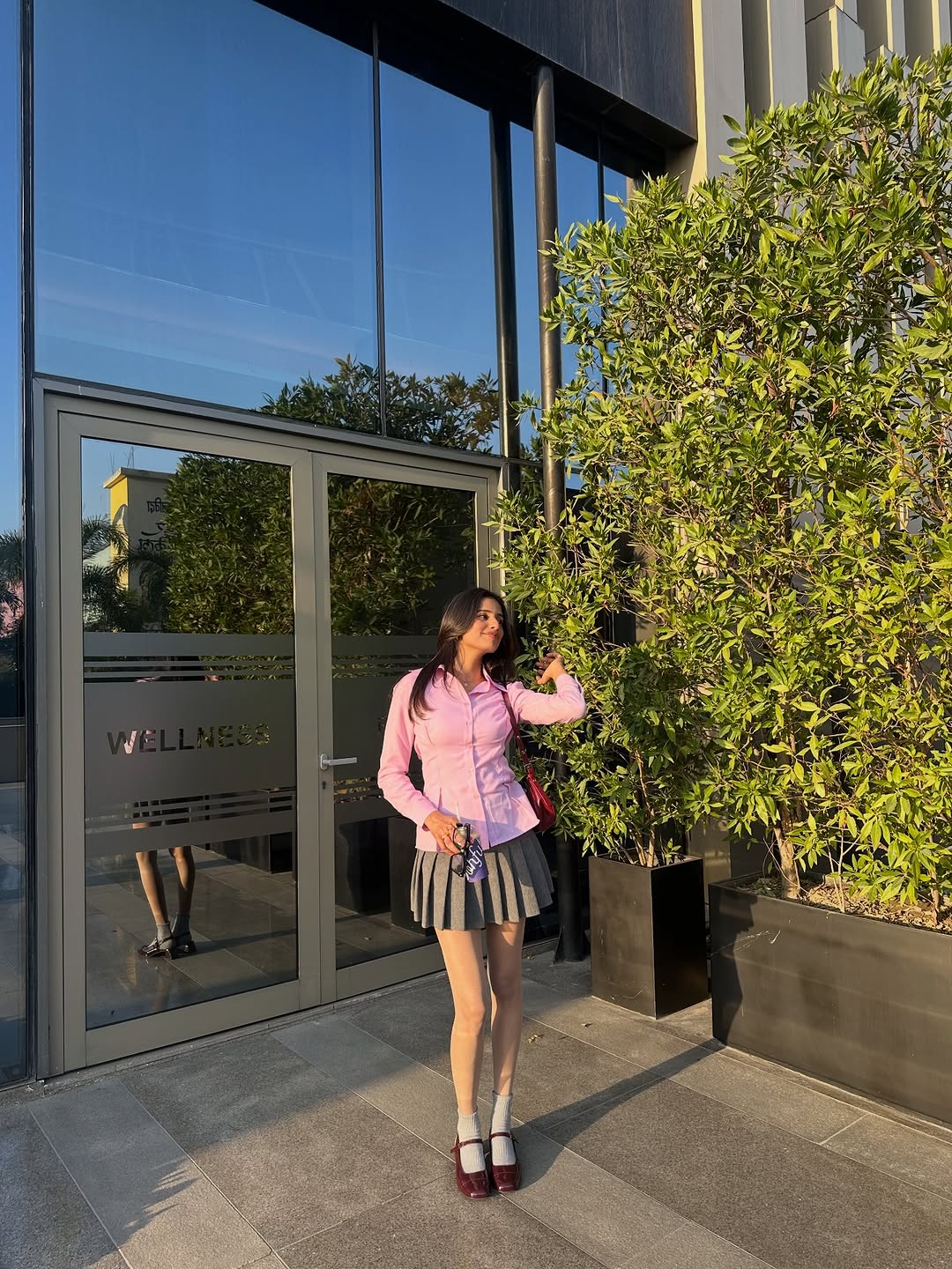Customer photo 2 of Striped Collared Neck Full Sleeve Button Down Top in Pink