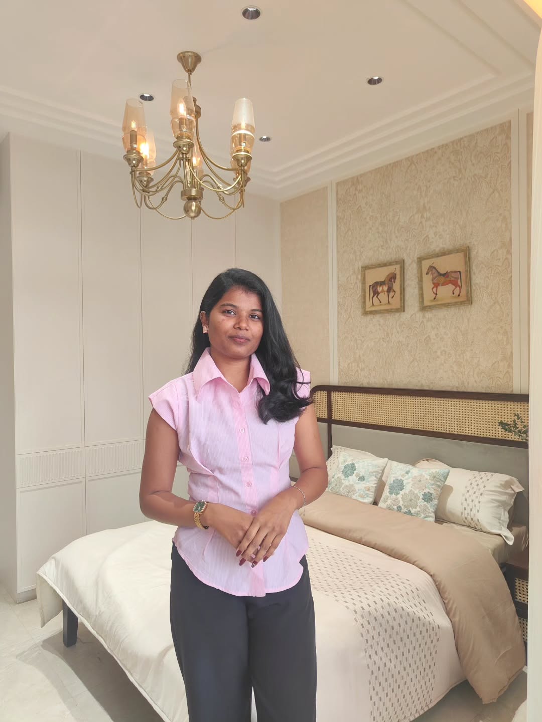 Customer photo 1 of Collared Neck Tailored Peplum Shirt with Button Front in Pink