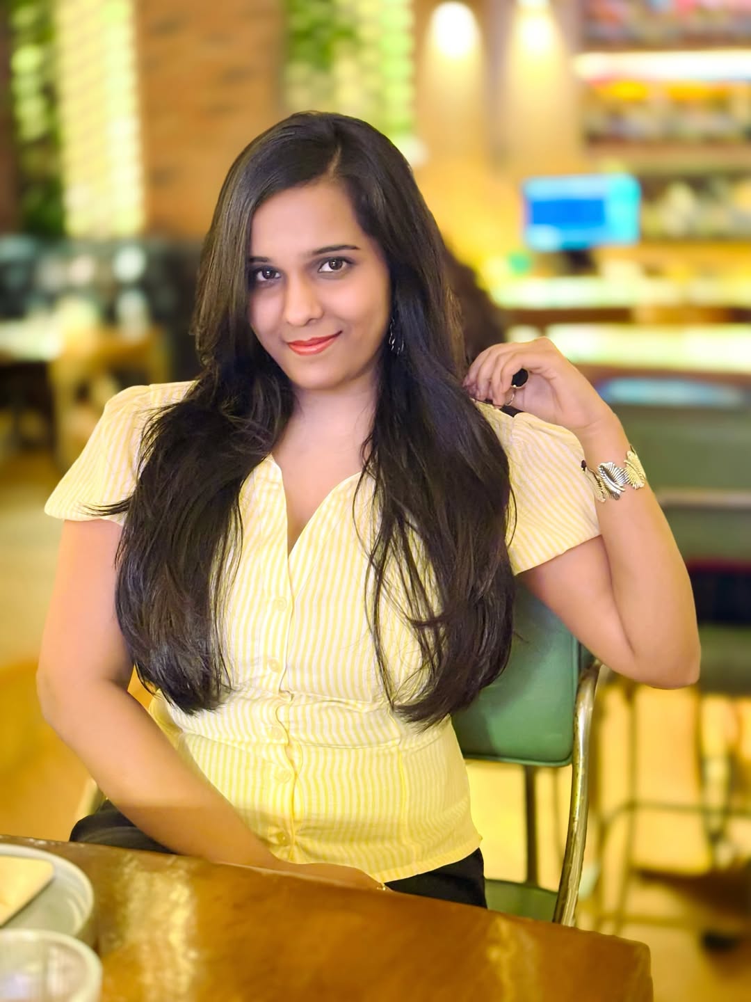 Customer photo 1 of Ruched Button Down Puff Sleeve Top in Yellow