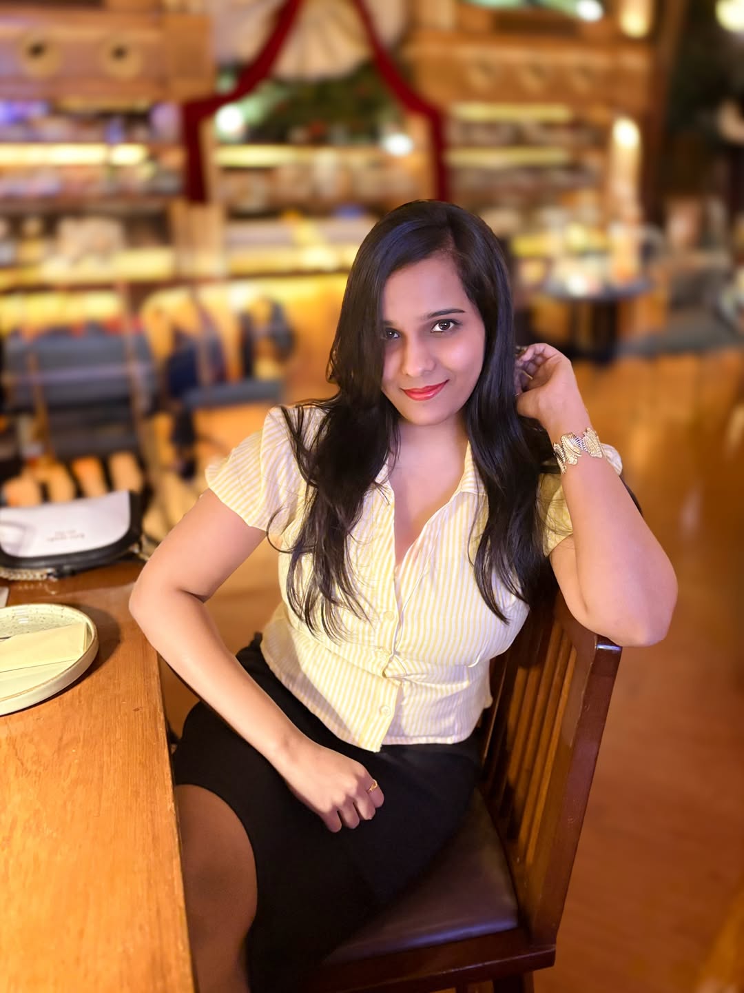 Customer photo 2 of Ruched Button Down Puff Sleeve Top in Yellow