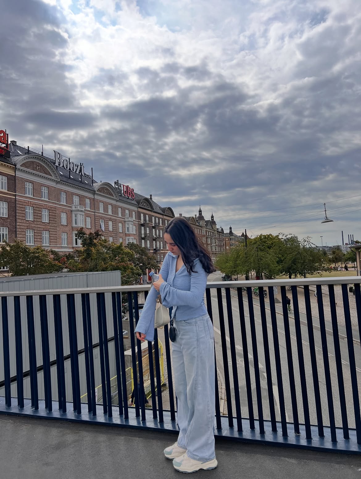 Customer photo 1 of Flared Sleeve V Neck Button Front Knit Top in Blue