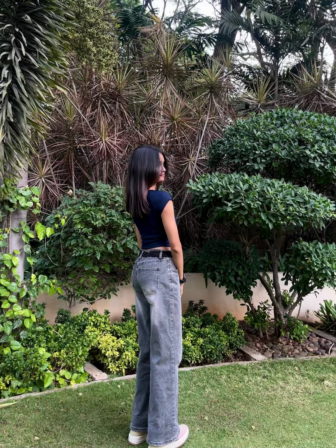 Customer photo 2 of Sweetheart Neck Sheer Cap Sleeve Top in Navy Blue