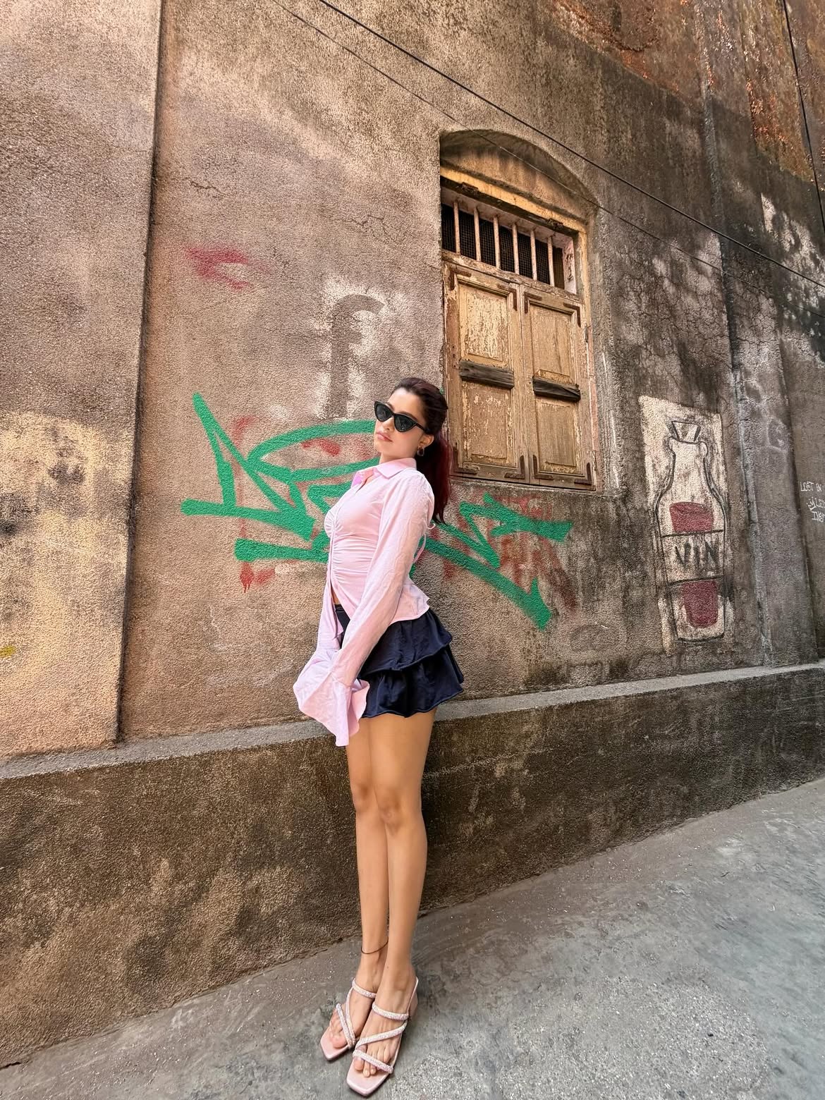 Customer photo 3 of Collared Neck Ruched Front Bell Sleeve Shirt in Pink
