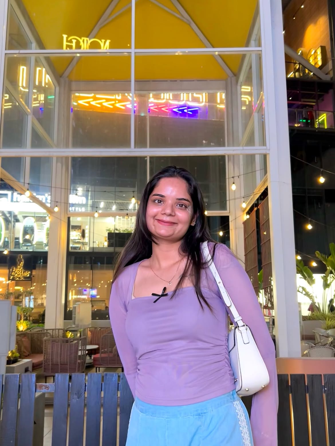 Customer photo 1 of Square Neck Ruched Mesh Flared Long Sleeve Top in Purple