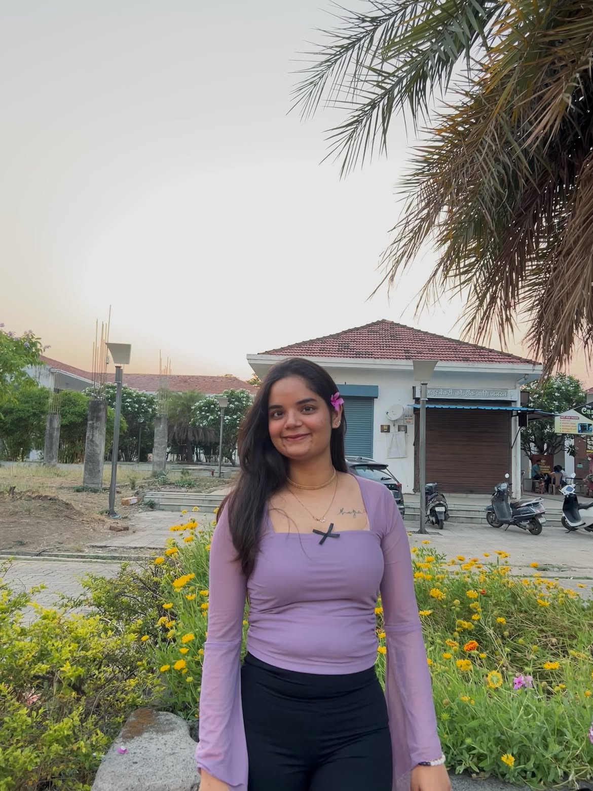 Customer photo 3 of Square Neck Ruched Mesh Flared Long Sleeve Top in Purple