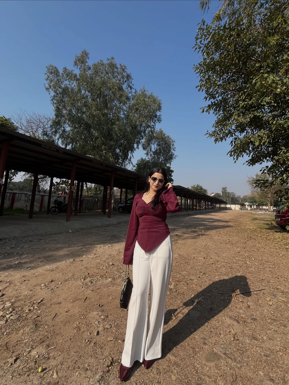 Customer photo 2 of Party Ribbed Twist Front Long Sleeve Top in Maroon