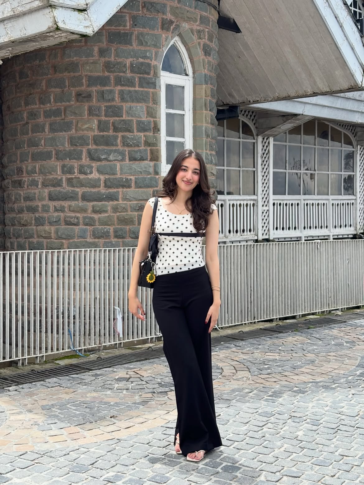 Customer photo 1 of Asymmetric Bow Tie Polka Dot Ruched Hem Top